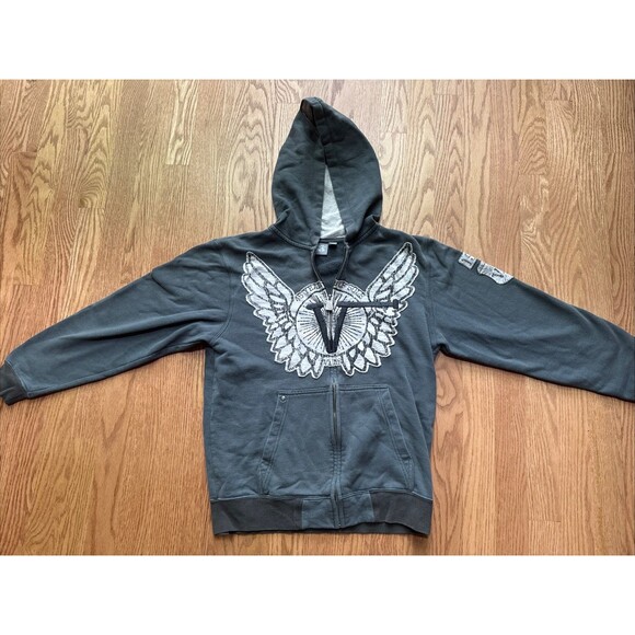Vans Hoodie Women/Teen Unisex Large Full Zip Wings & 1966 Logo Gray See Measures - Picture 1 of 10